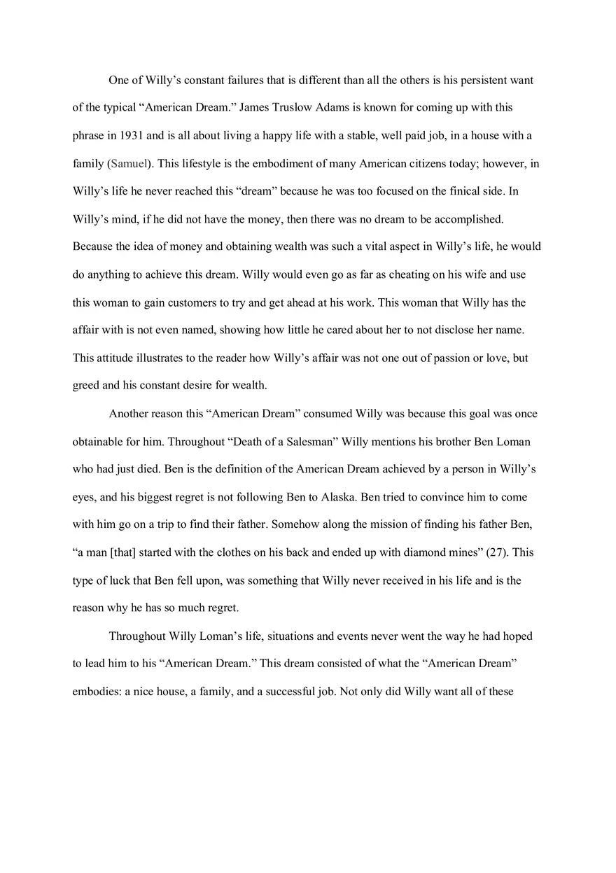 How Infinitely Was the True Downfall in “Death of a Salesman” - Page 7