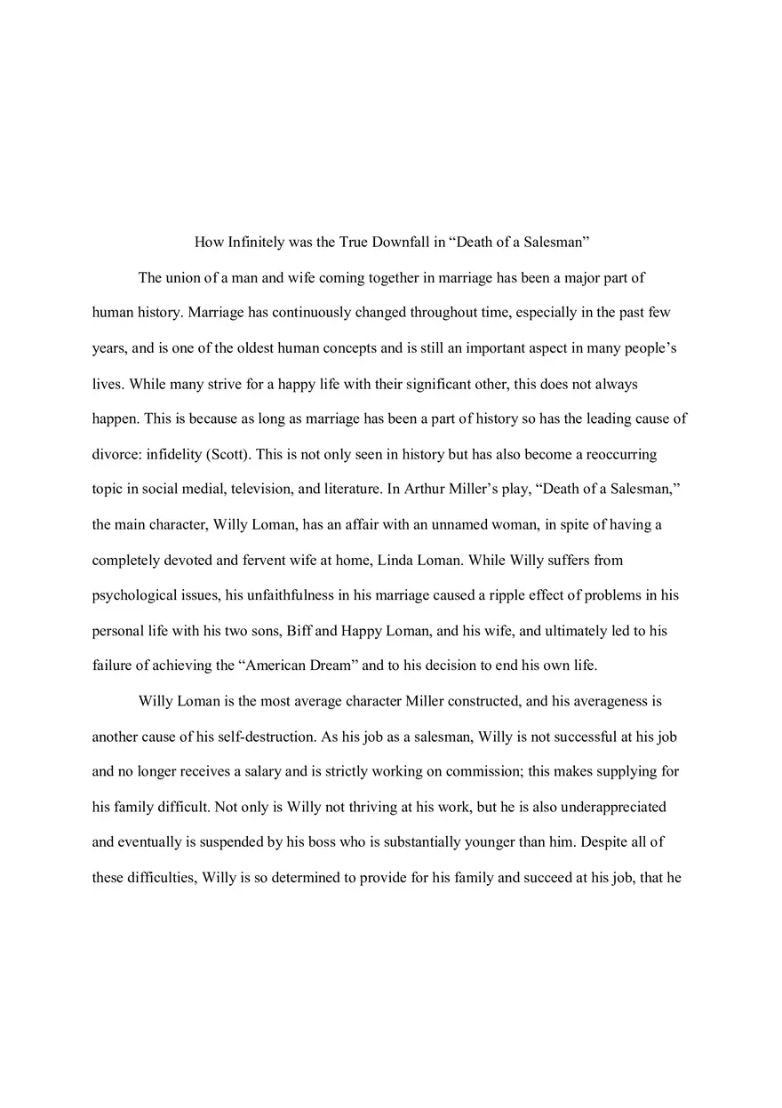 How Infinitely Was the True Downfall in “Death of a Salesman” - Page 1