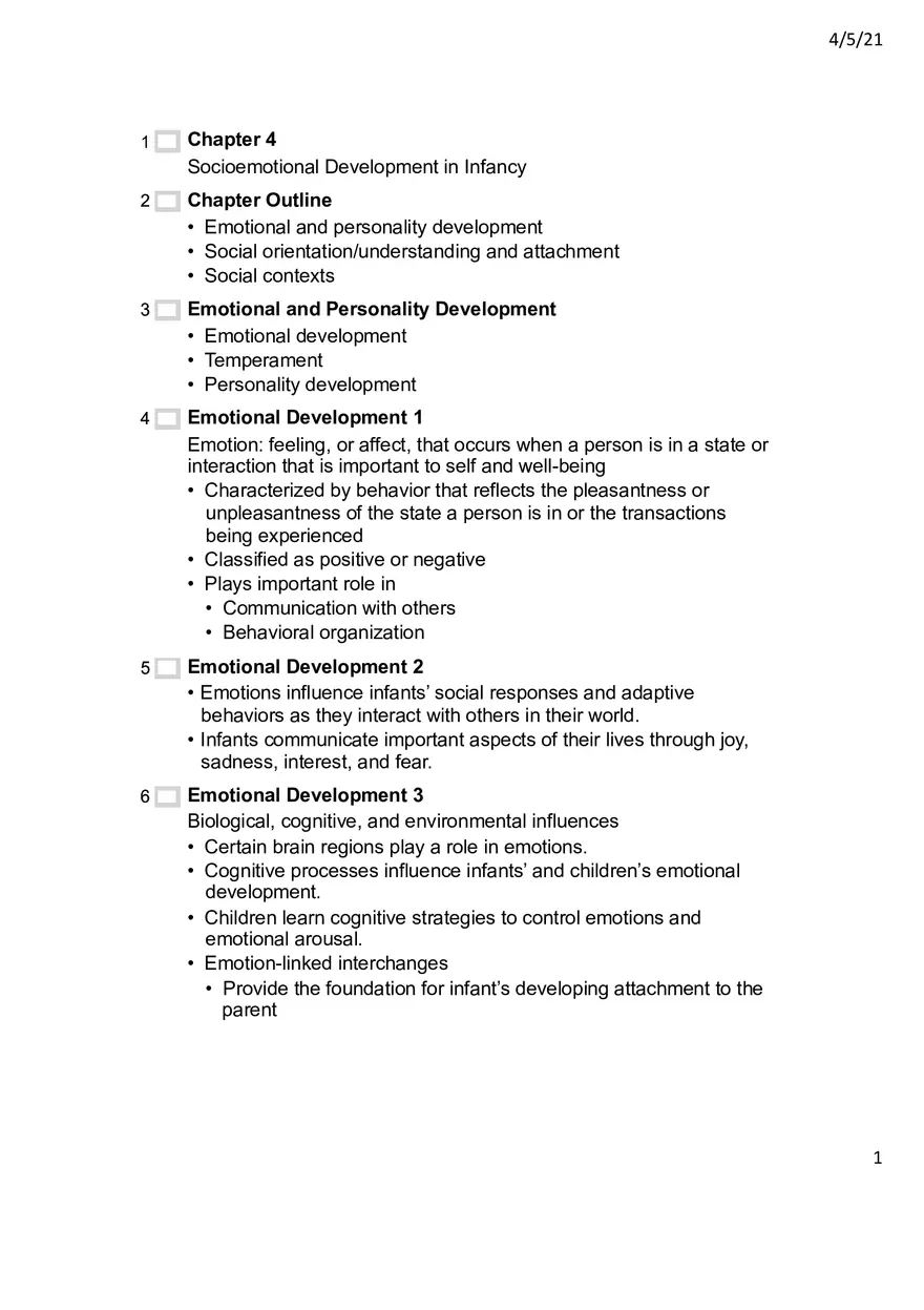 Chapter 4 Socioemotional Development in Infancy - Page 1