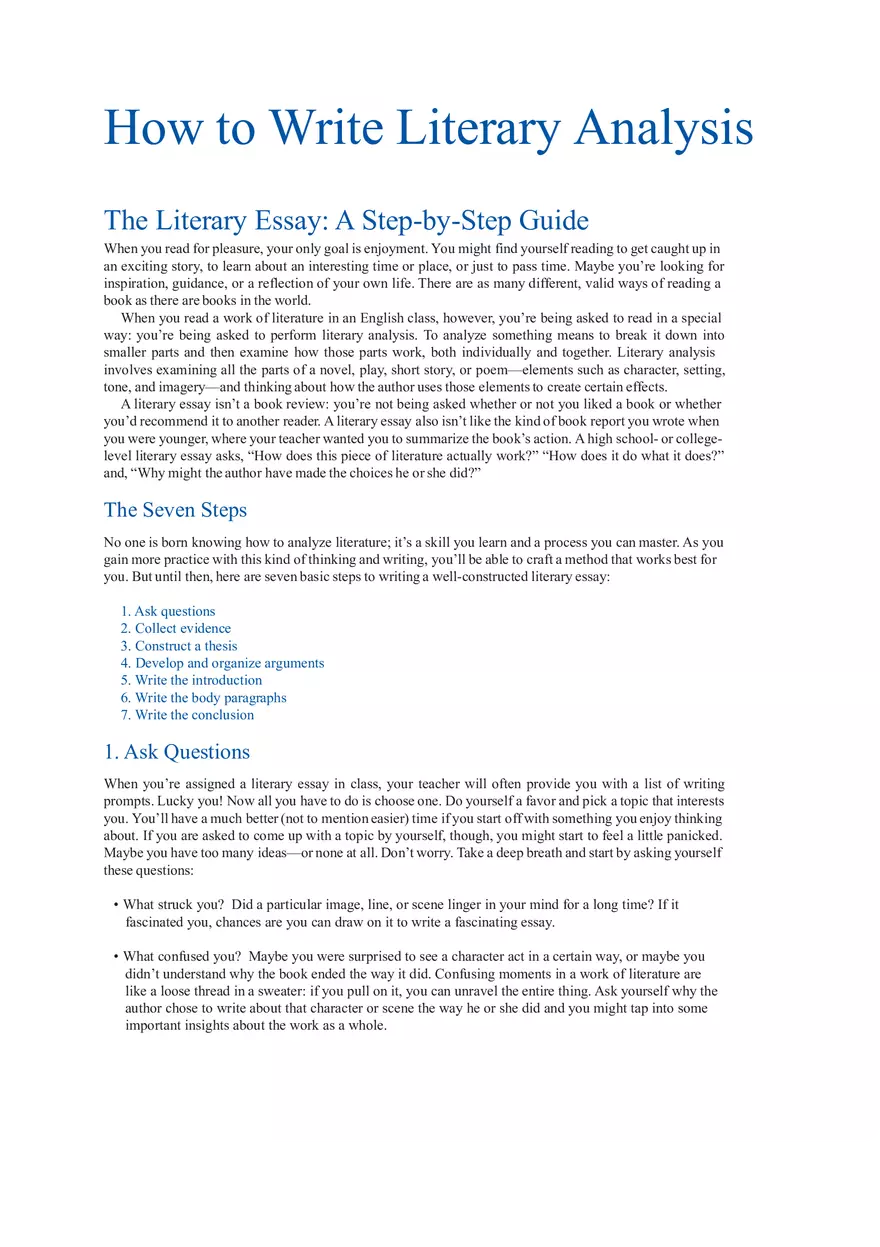 To Kill a Mockingbird How to Write Literary Analysis - Page 1