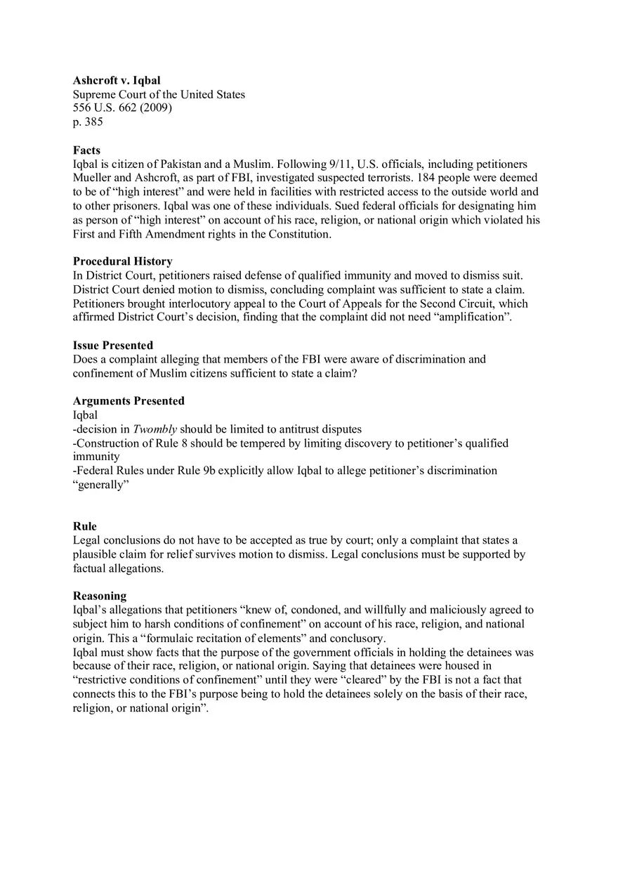 Ashcroft v. Iqbal - Page 1