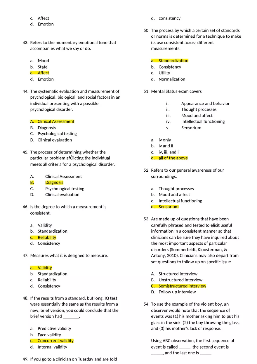 Abnormal Psychology Practice Test - Page 14
