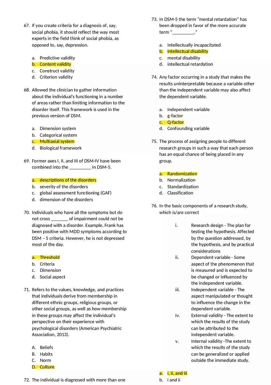 Abnormal Psychology Practice Test - Page 3