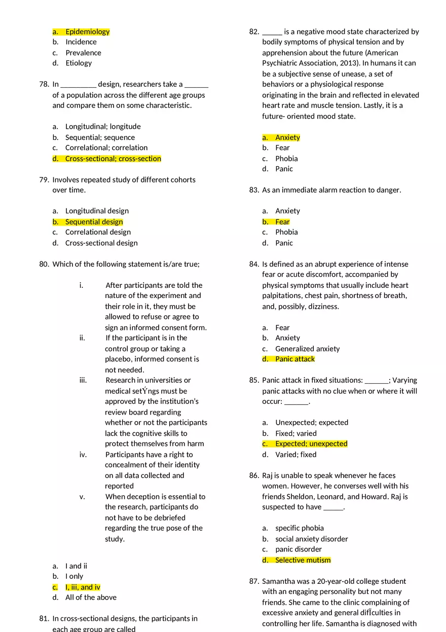 Abnormal Psychology Practice Test - Page 5