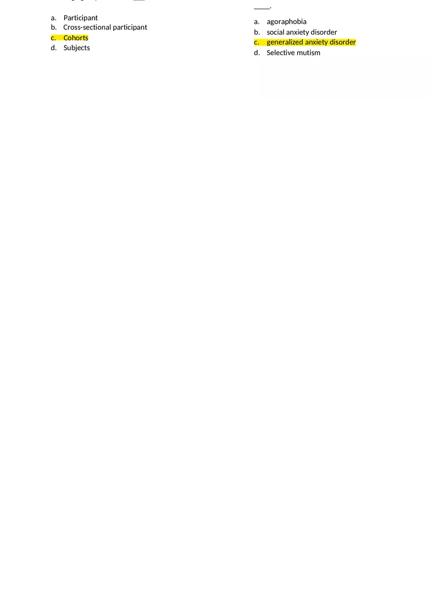 Abnormal Psychology Practice Test - Page 6