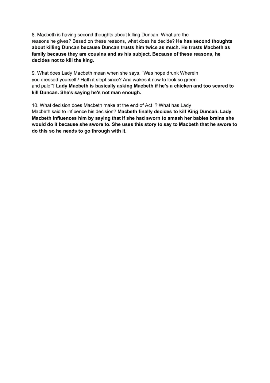 Macbeth Act I Study Questions - Page 2