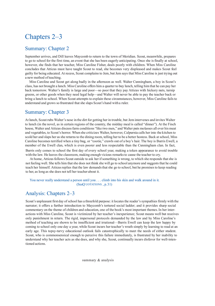 To Kill a Mockingbird Summary & Analysis Ch. 2-3 - Page 1