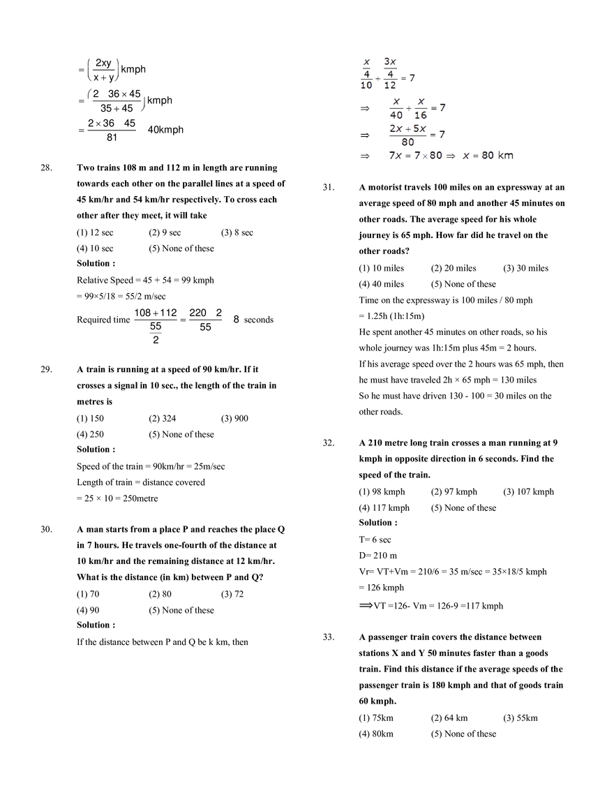 Time, Speed and Distance - Page 8