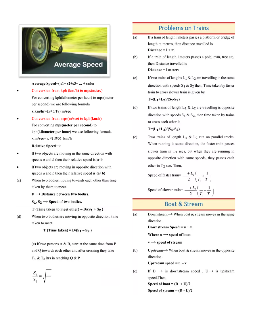 Time, Speed and Distance - Page 2