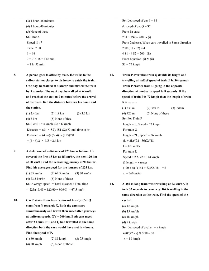 Time, Speed and Distance - Page 4