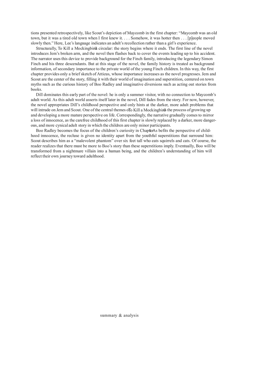 To Kill a Mockingbird Summary & Analysis Ch. 1 - Page 2