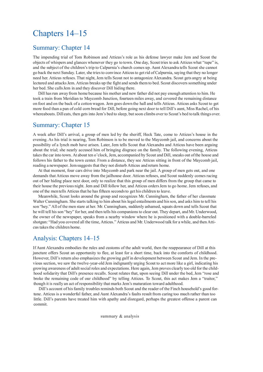 To Kill a Mockingbird Summary & Analysis Ch. 14-15 - Page 1