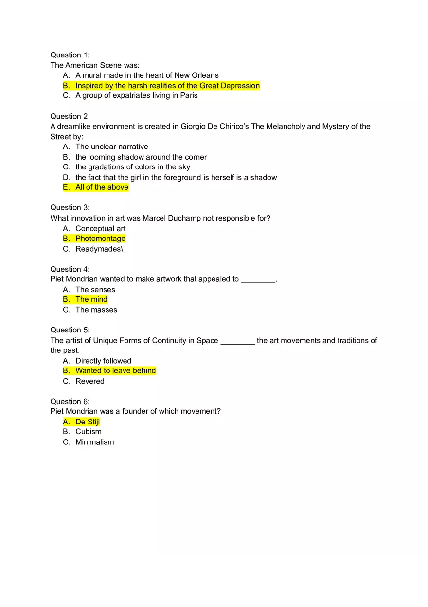 History Impressionism Answers - Page 1