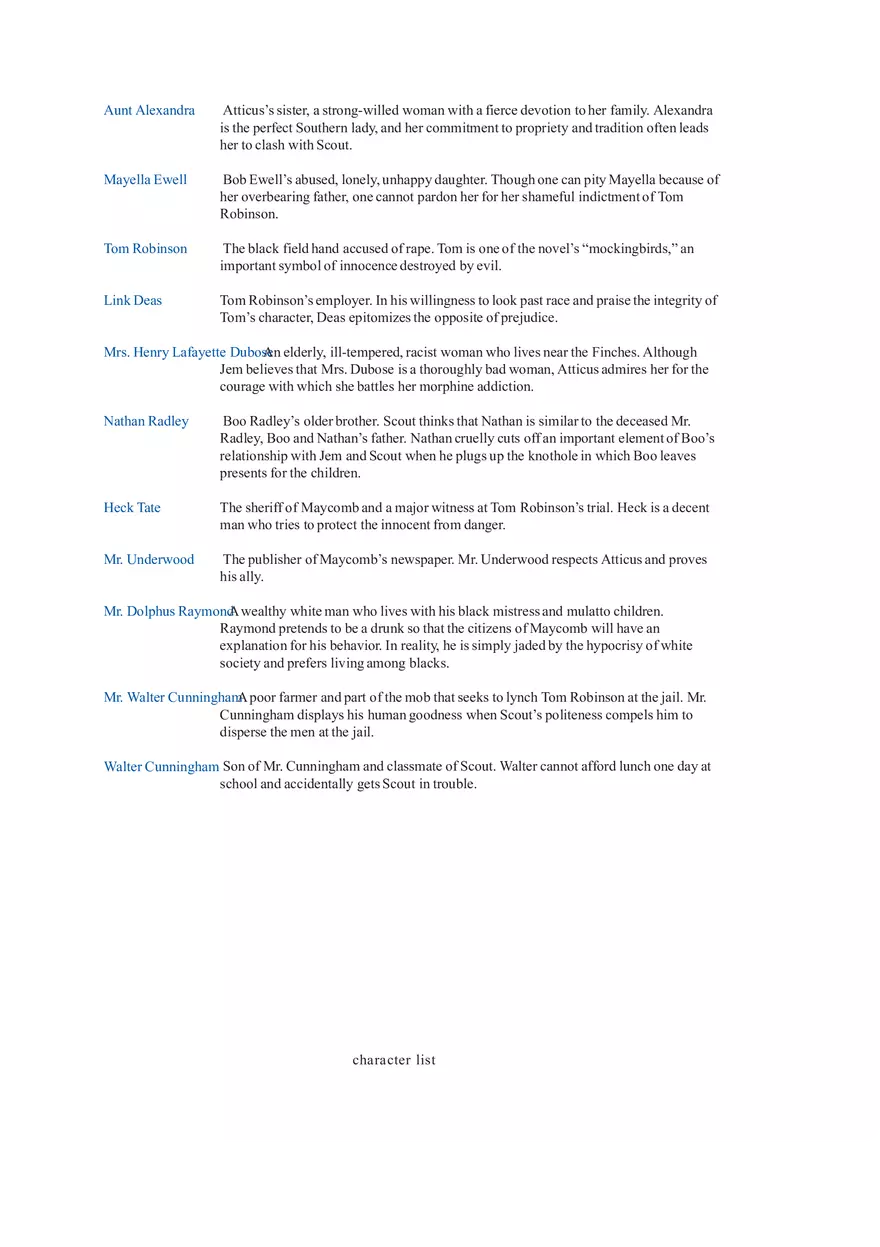 To Kill a Mockingbird Characters - Page 2