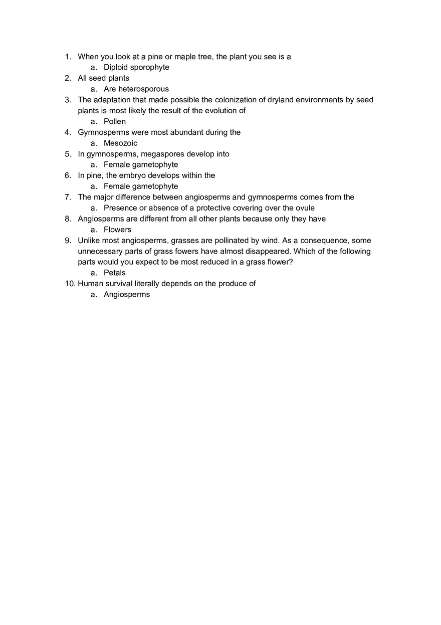 When You Look at a Pine or Maple Tree, the Plant You See is a - Page 1