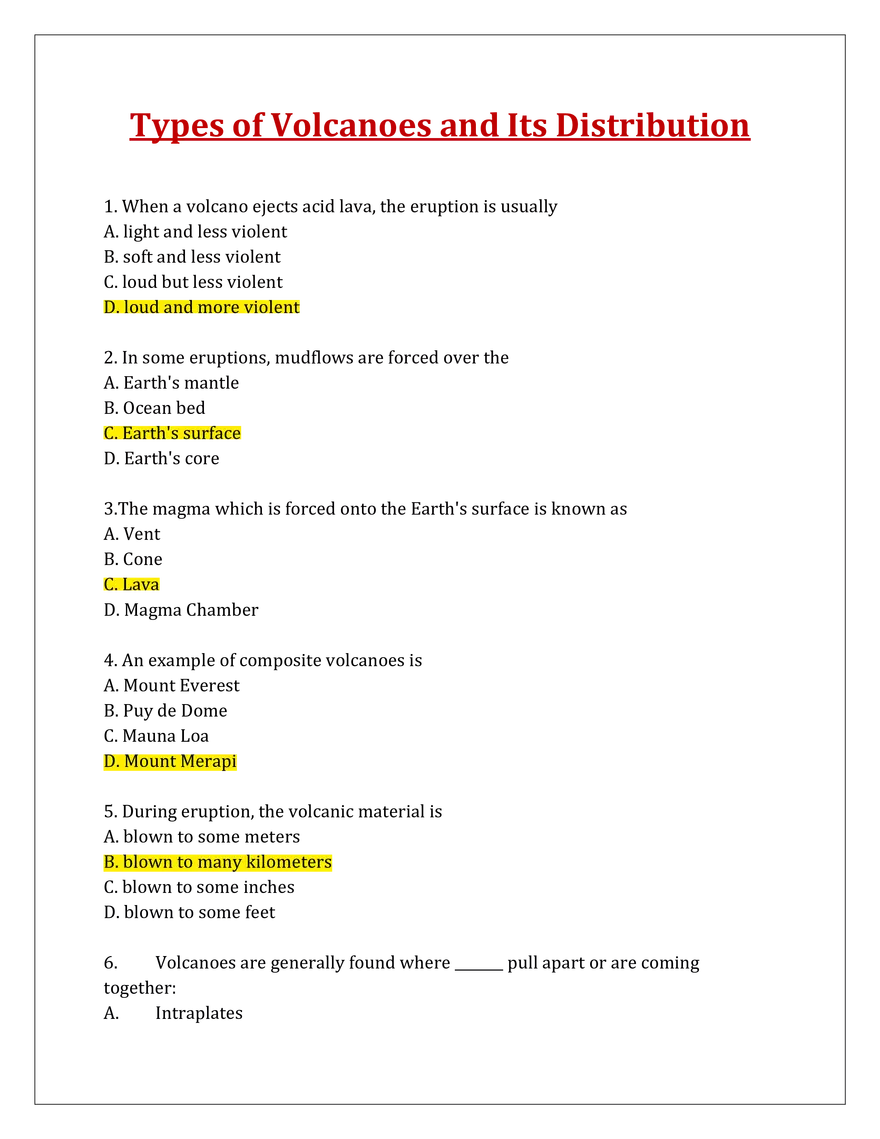 Types of Volcanoes and Its Distribution - Page 1
