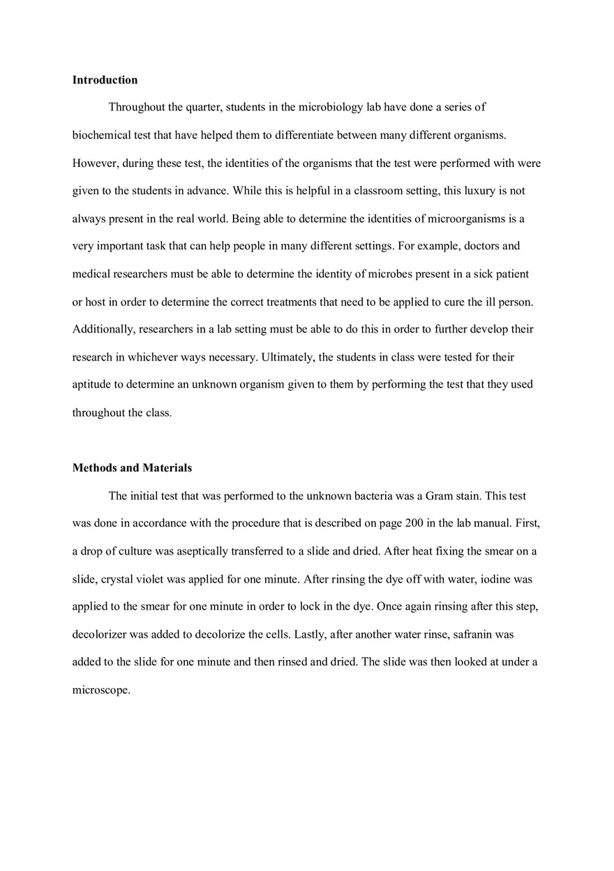 Microbiology Unknown Lab Report Example - Page 2