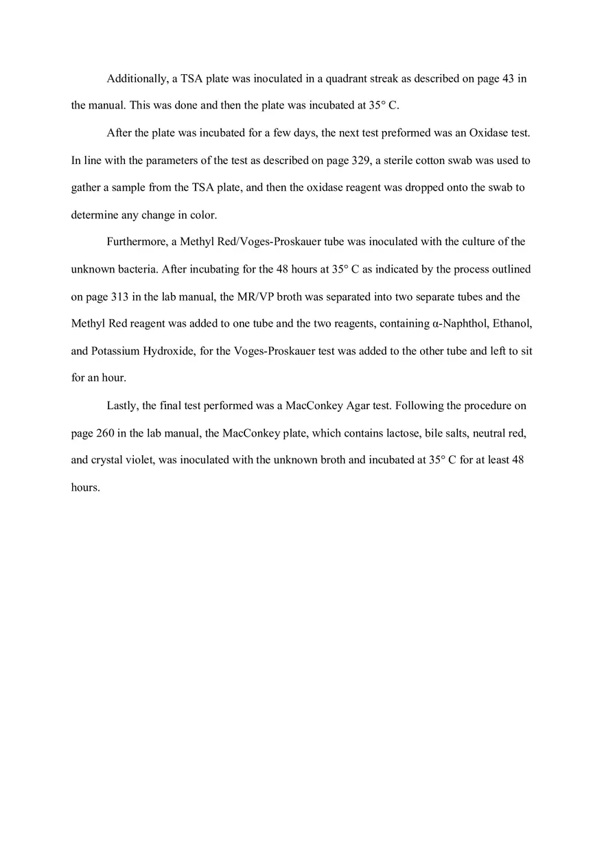 Microbiology Unknown Lab Report Example - Page 3