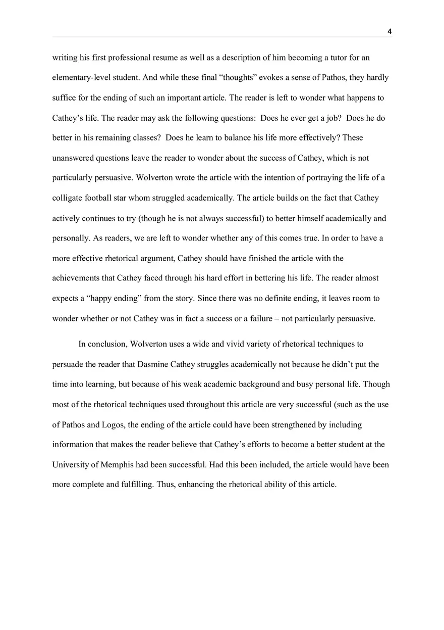 An Analysis of The Education of Dasmine Cathey - Page 4