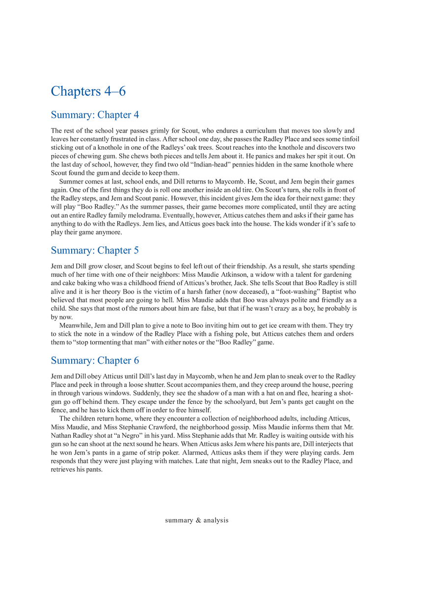 To Kill a Mockingbird Summary & Analysis Ch. 4-6 - Page 1