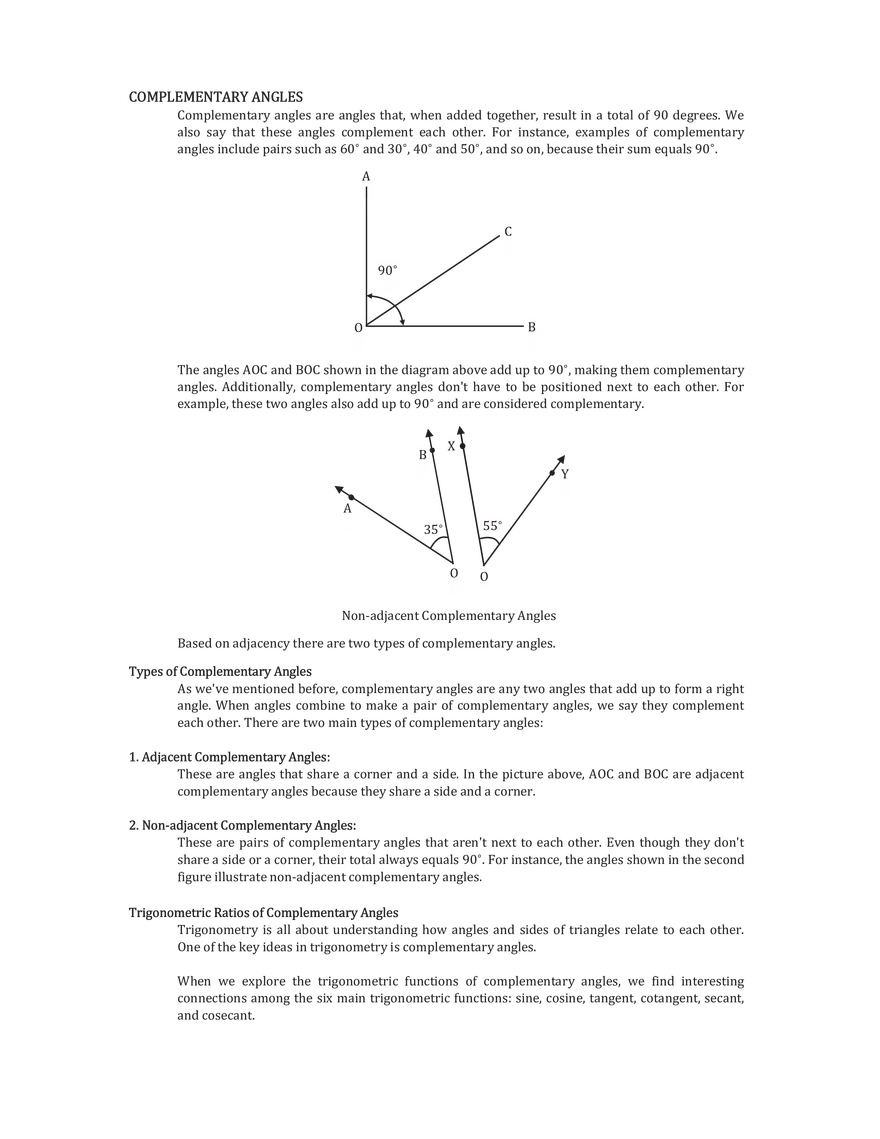 Complementary Angle Identities - Page 1