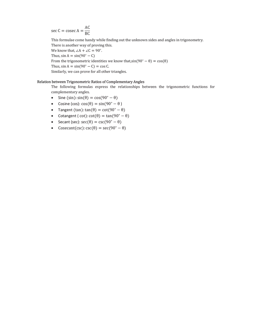 Complementary Angle Identities - Page 3