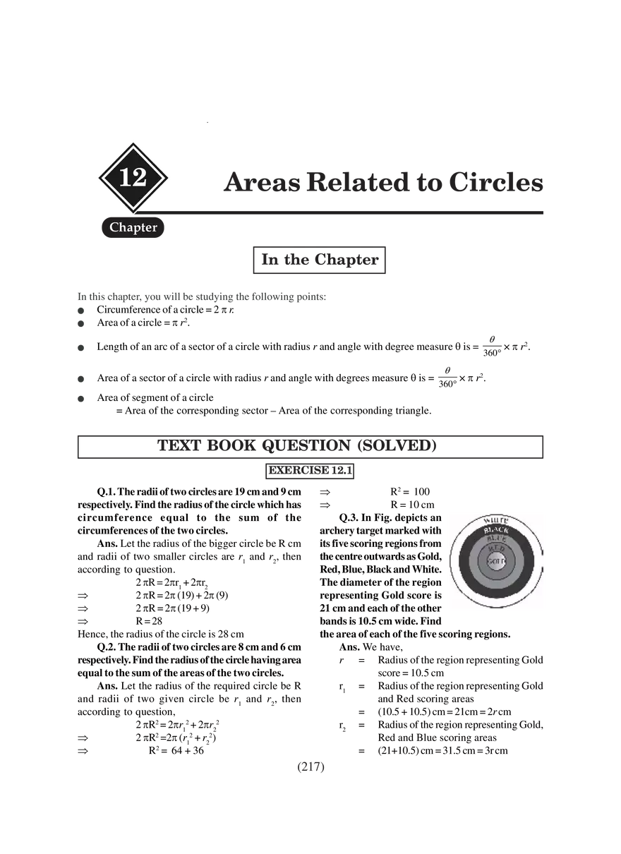 Chapter 12 Areas Related to Circles - Page 1