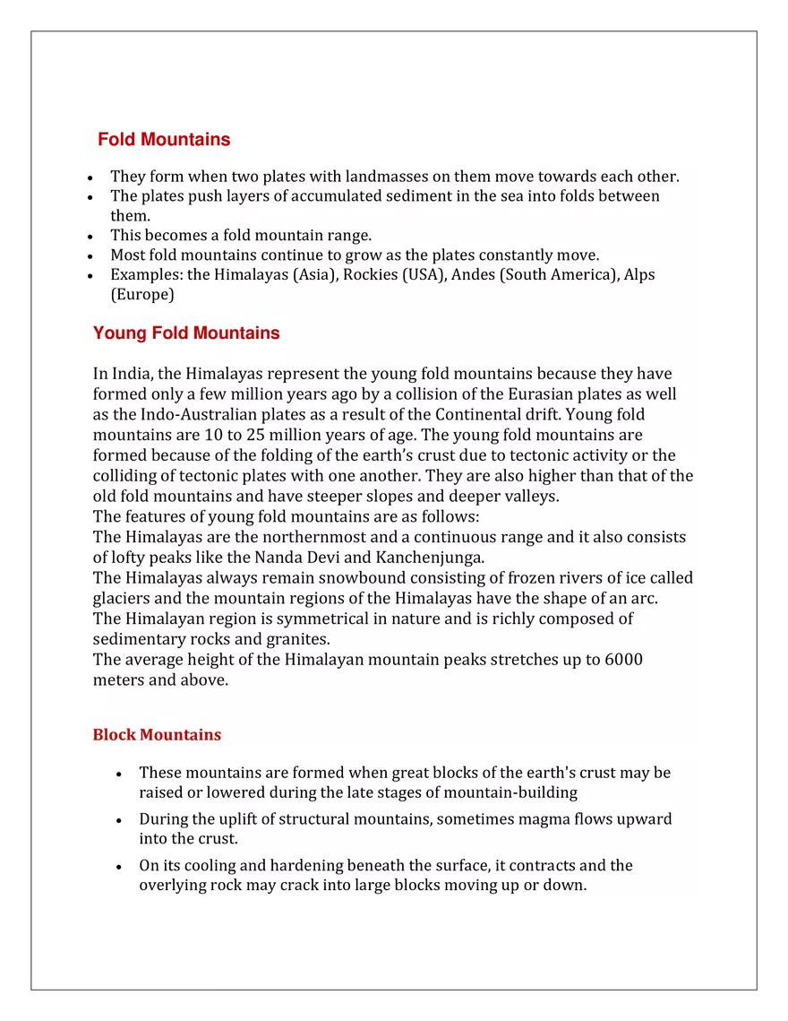 Mountains and Type of Mountain - Page 2