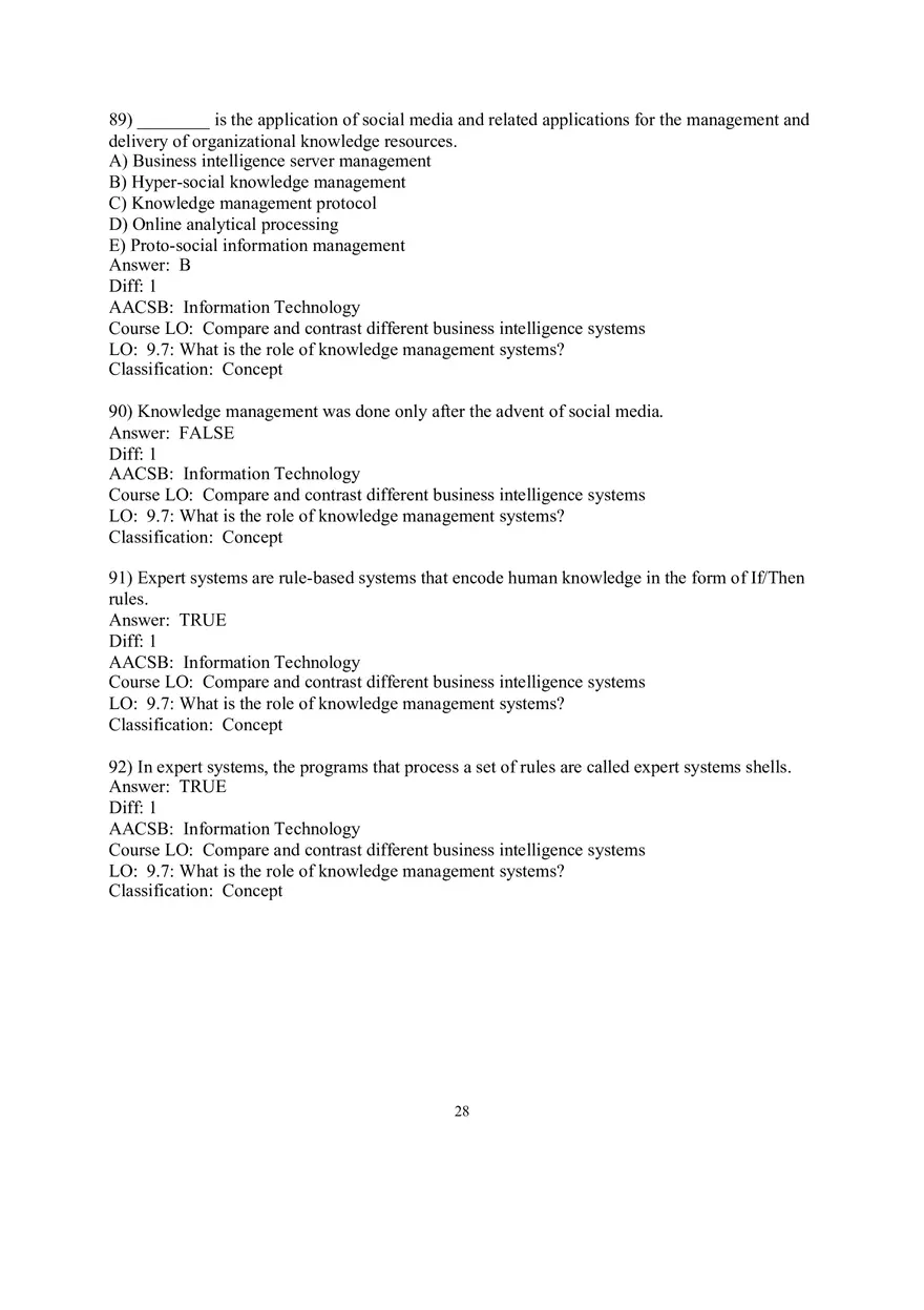 Chapter 9  Business Intelligence Systems Answers 3 - Page 9