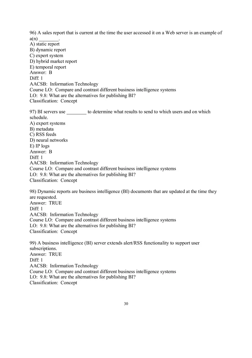 Chapter 9  Business Intelligence Systems Answers 3 - Page 11
