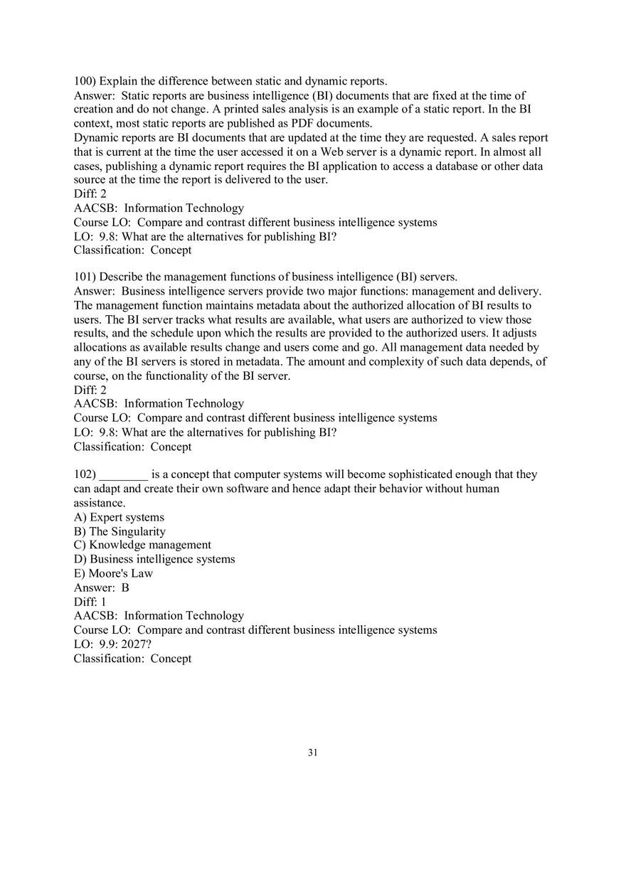 Chapter 9  Business Intelligence Systems Answers 3 - Page 3