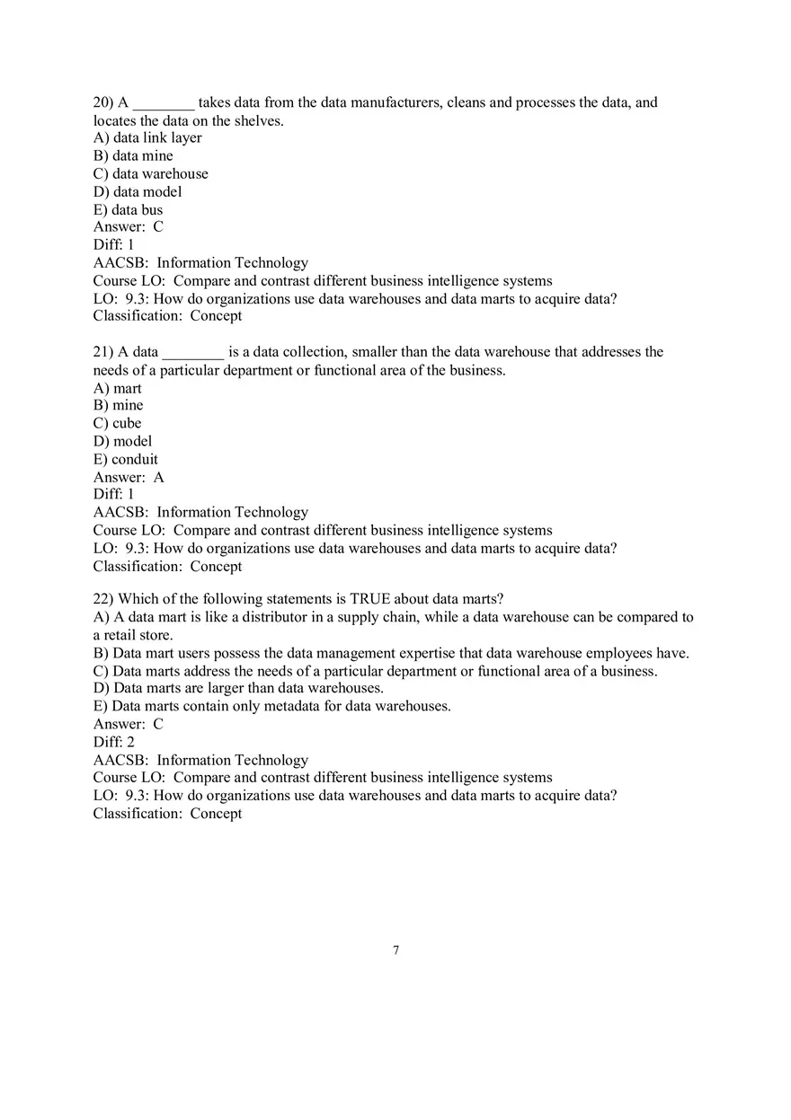 Chapter 9  Business Intelligence Systems Answers 1 - Page 7