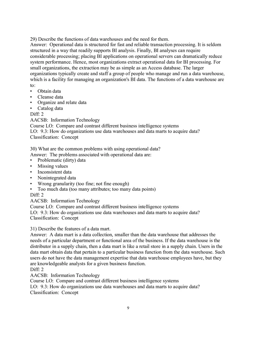 Chapter 9  Business Intelligence Systems Answers 1 - Page 9