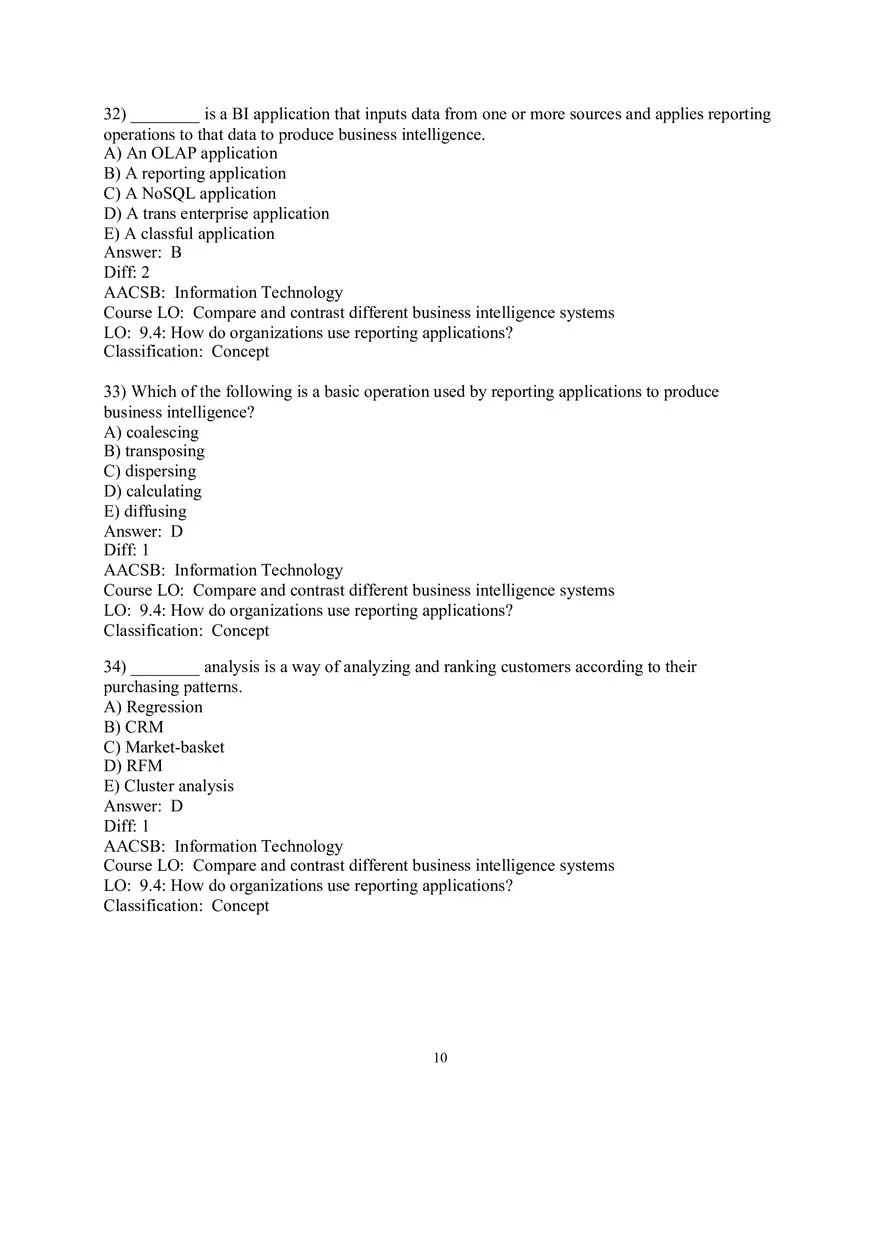 Chapter 9  Business Intelligence Systems Answers 1 - Page 10