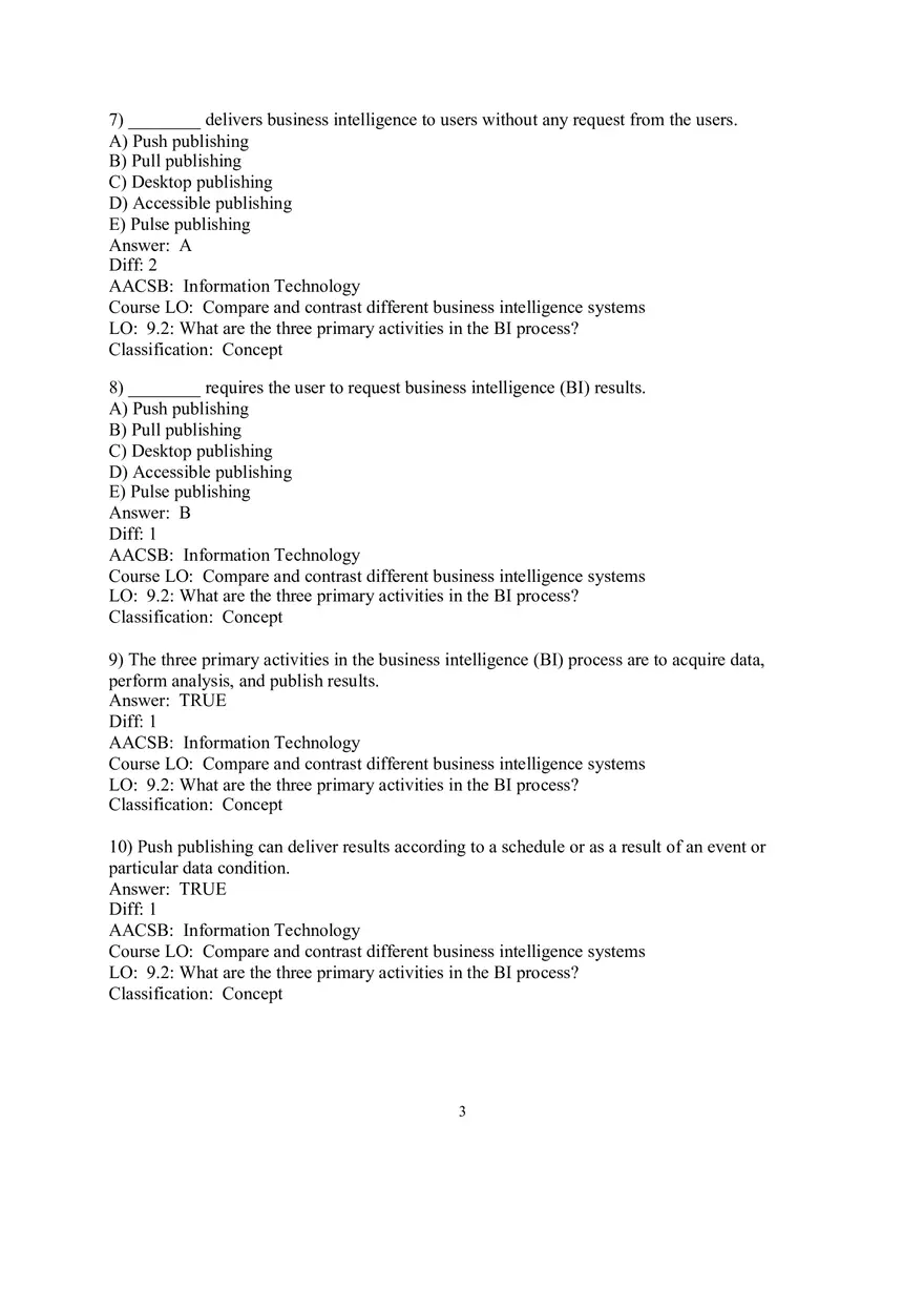 Chapter 9  Business Intelligence Systems Answers 1 - Page 3