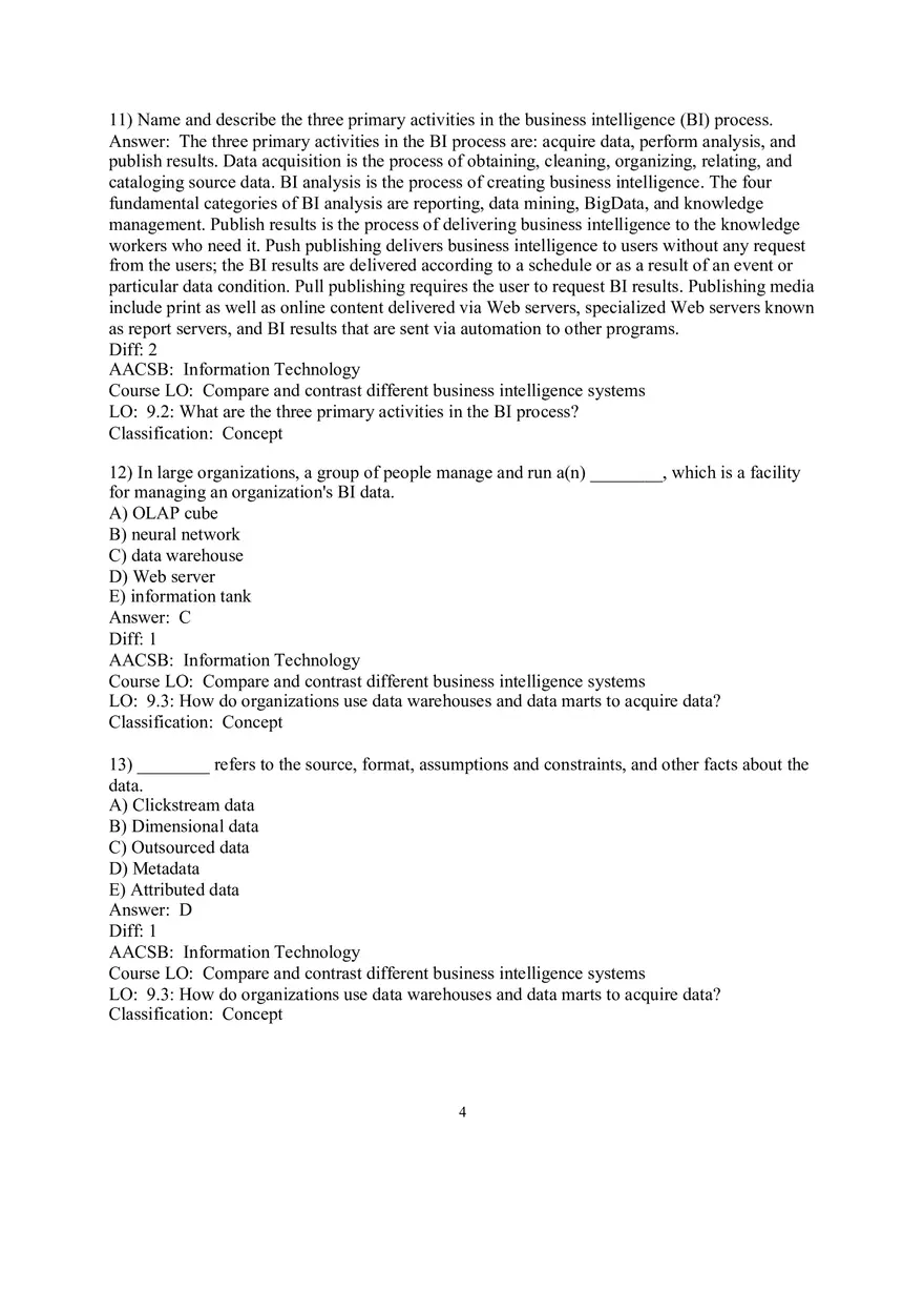Chapter 9  Business Intelligence Systems Answers 1 - Page 4