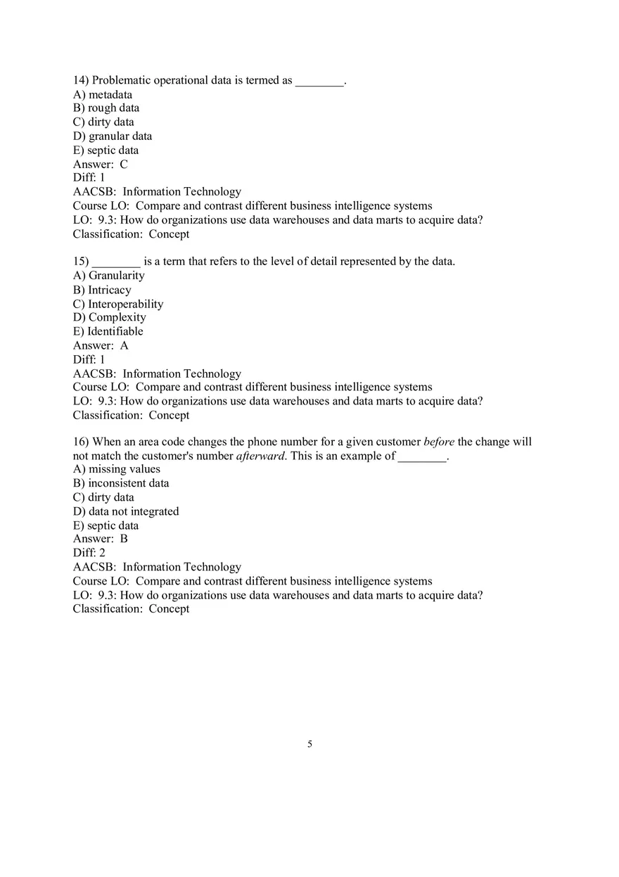 Chapter 9  Business Intelligence Systems Answers 1 - Page 5
