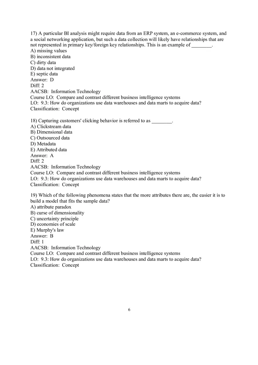 Chapter 9  Business Intelligence Systems Answers 1 - Page 6