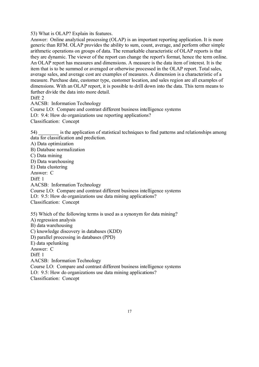 Chapter 9  Business Intelligence Systems Answers 2 - Page 7
