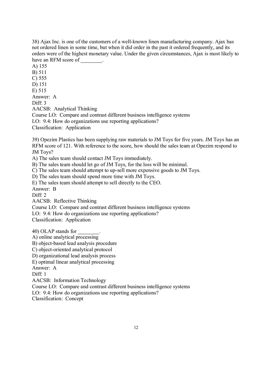 Chapter 9  Business Intelligence Systems Answers 2 - Page 2