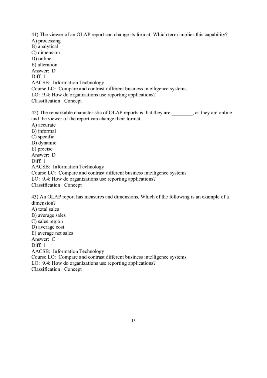 Chapter 9  Business Intelligence Systems Answers 2 - Page 3