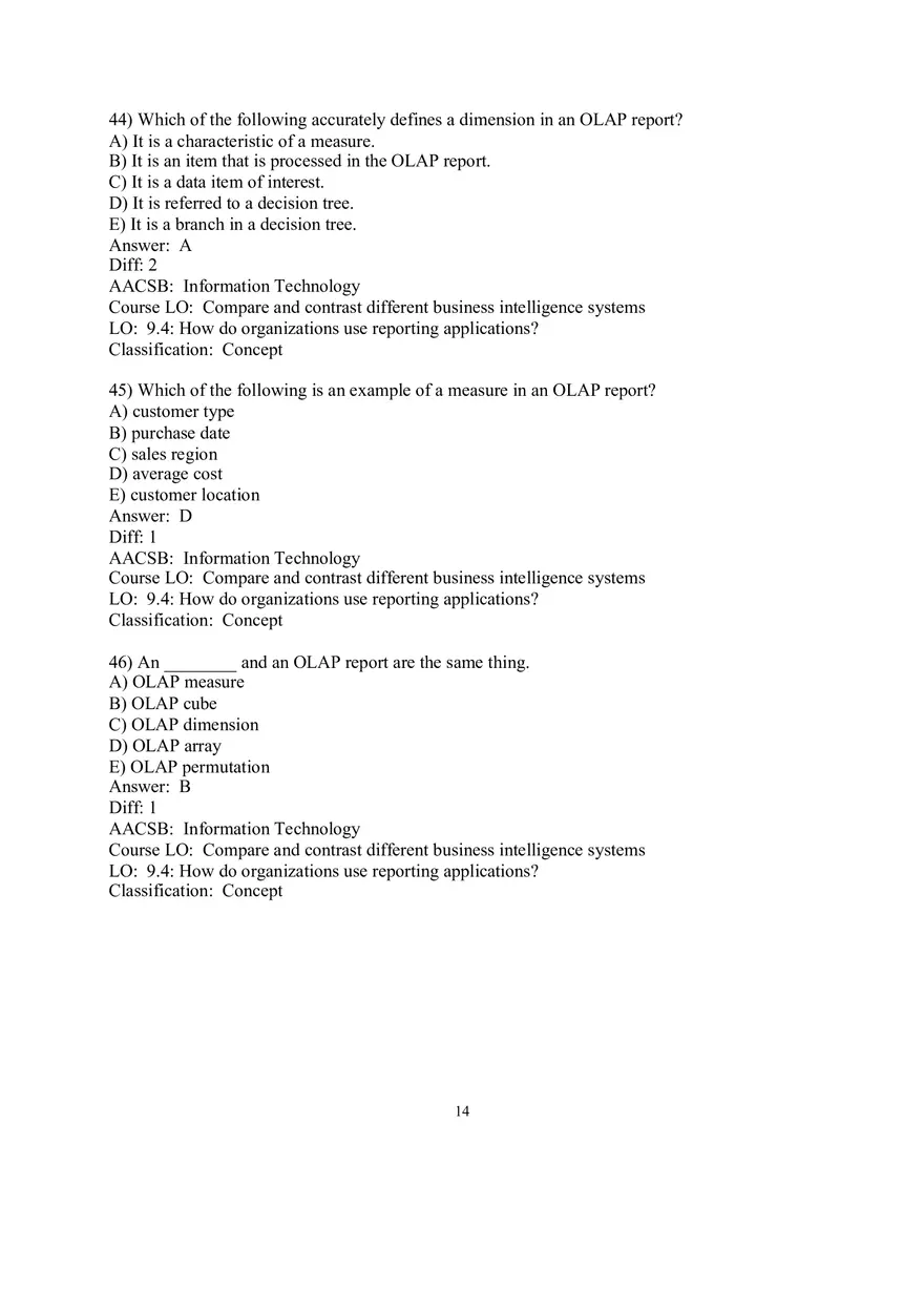 Chapter 9  Business Intelligence Systems Answers 2 - Page 4