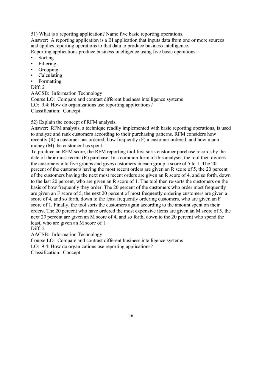 Chapter 9  Business Intelligence Systems Answers 2 - Page 6