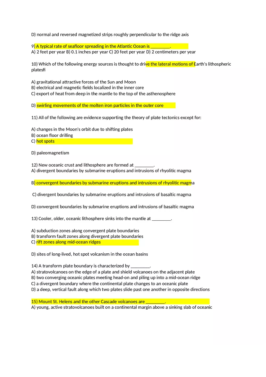 Chapter 7 Plate Tectonics Review Quiz - Page 2