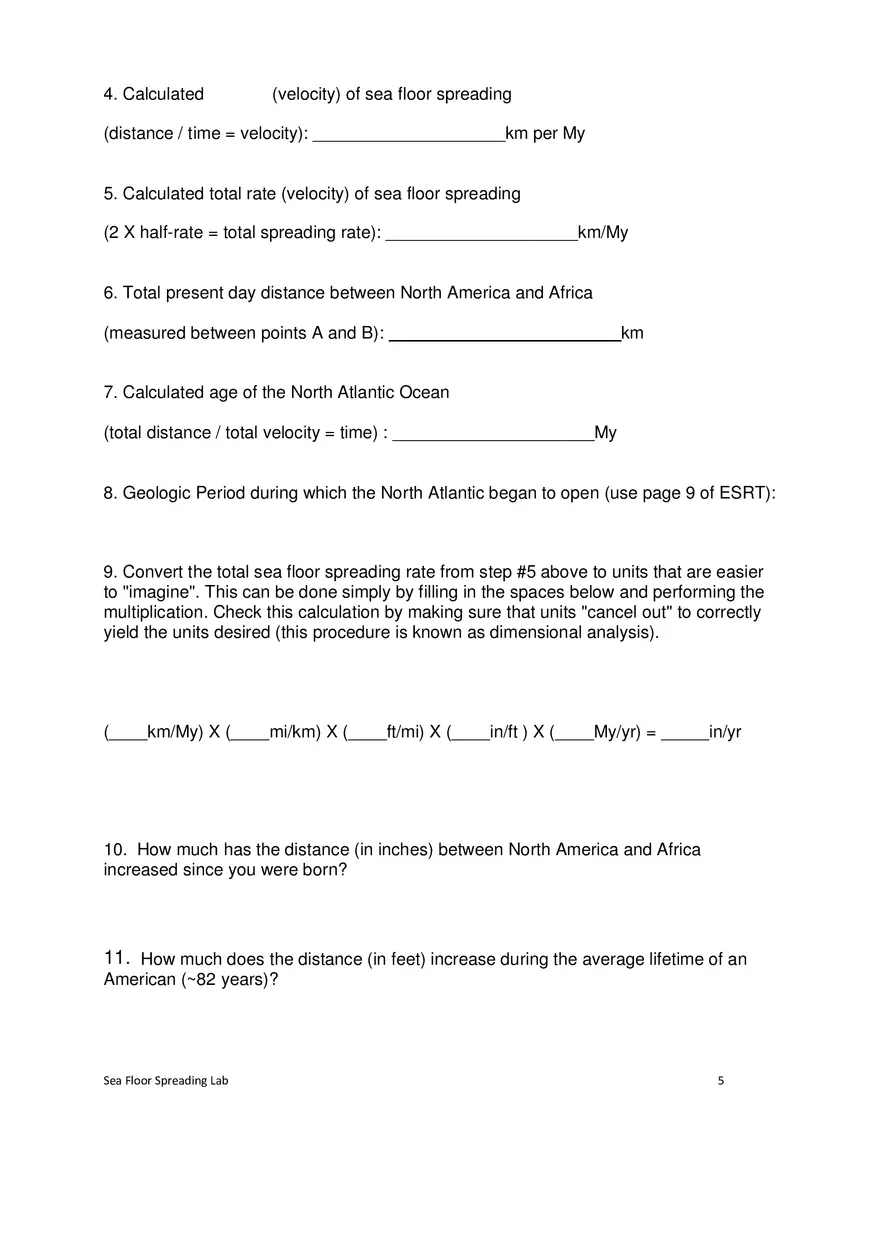 Sea Floor Spreading in the Atlantic Ocean - Page 5