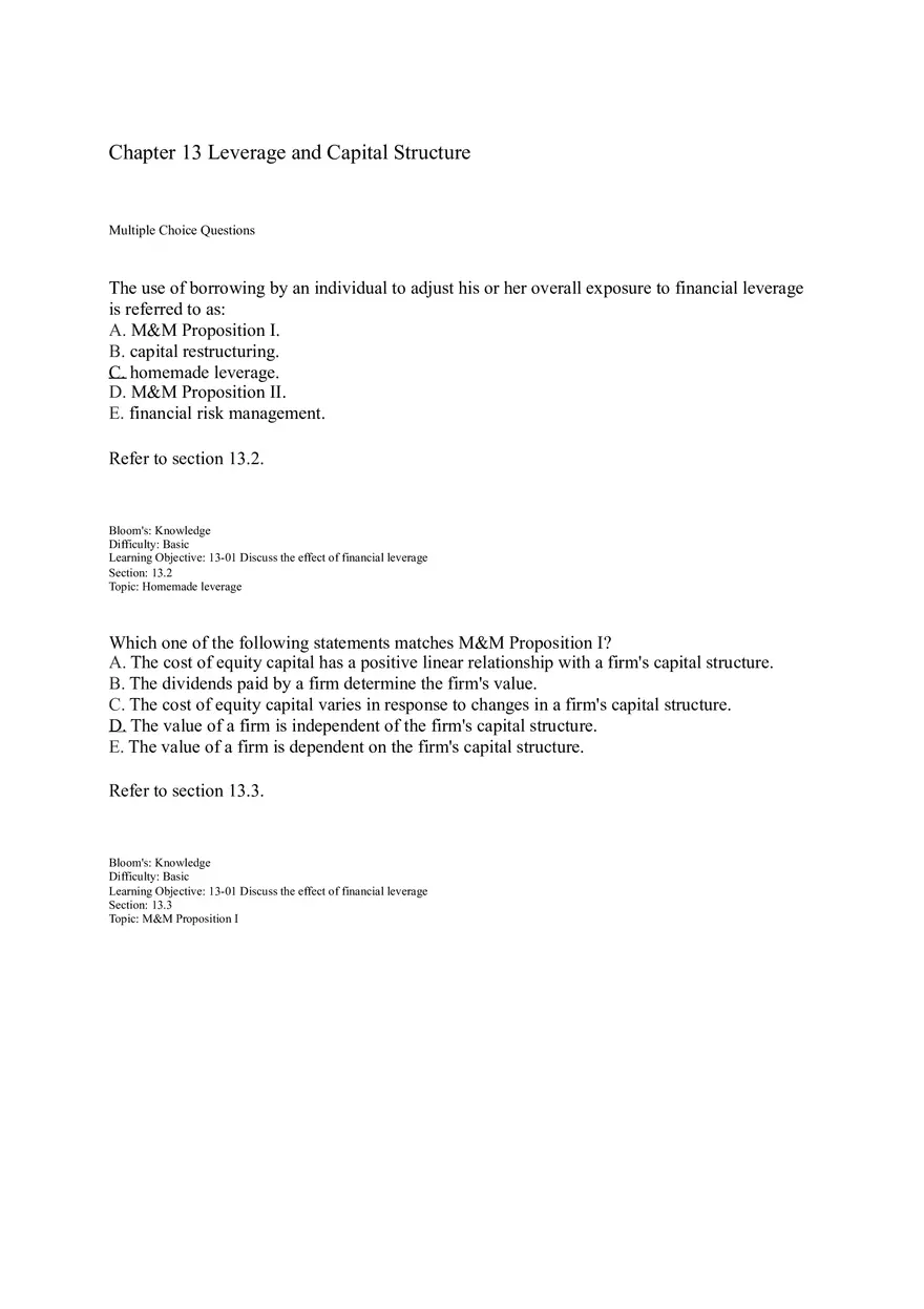 Chapter 13 Leverage and Capital Structure - Page 1