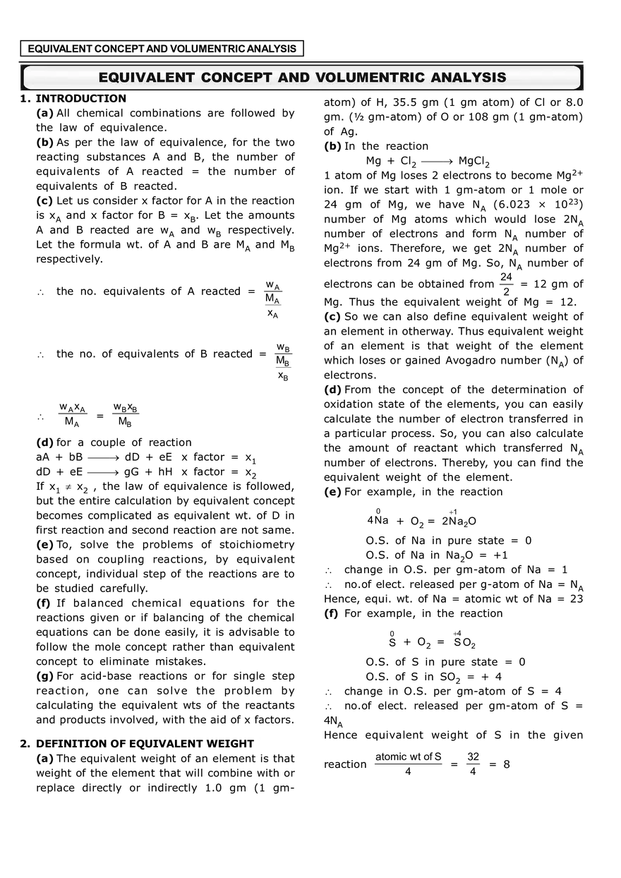 Equivalent Concept and Volumentric Analysis - Page 1