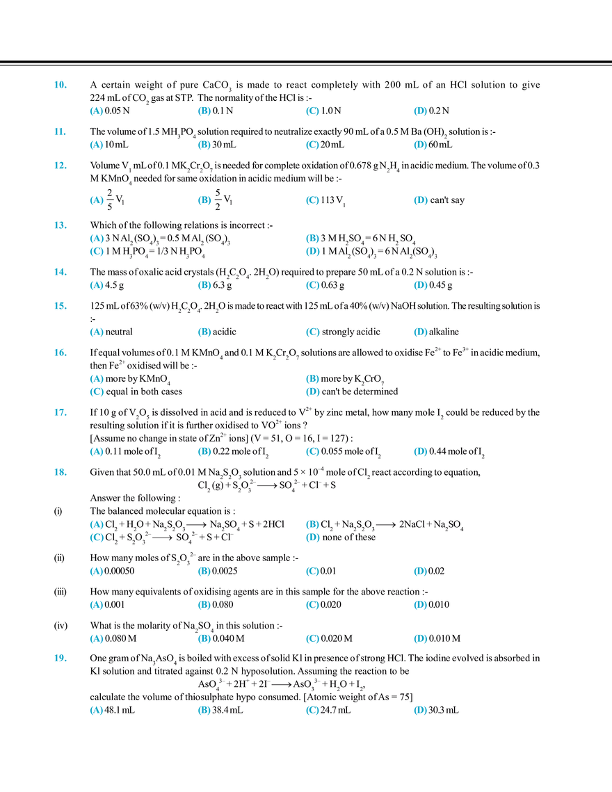 Redox Reaction and Equivalent Concept Exercise # 1 - Page 2