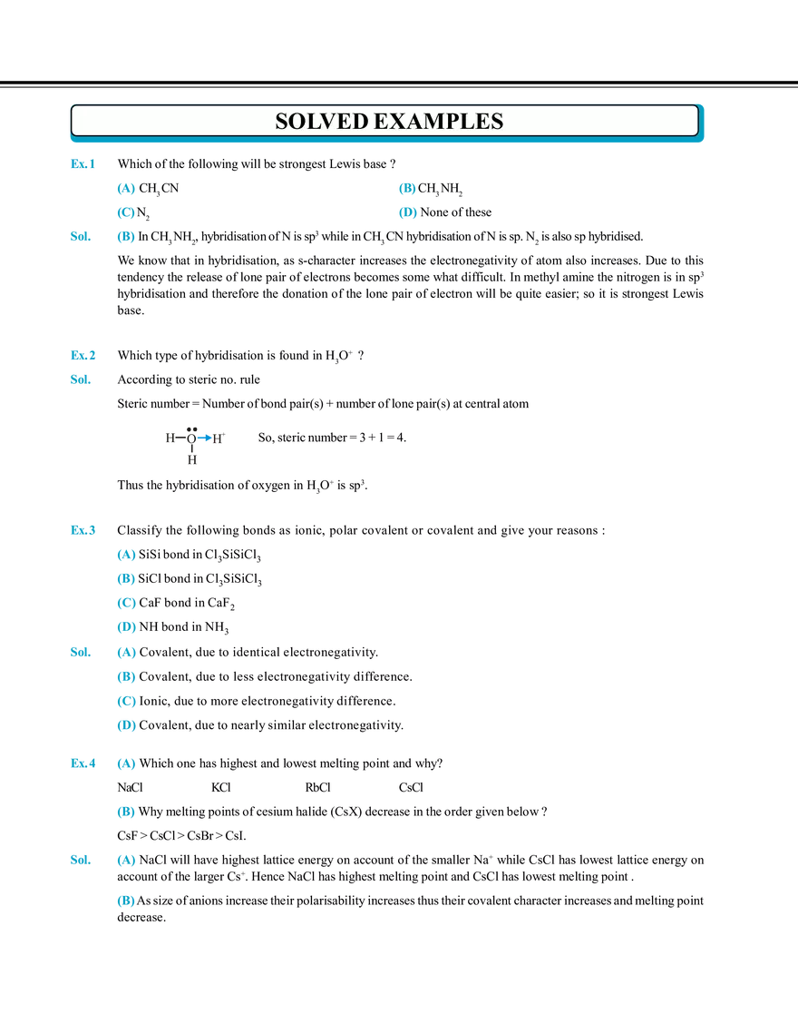 Chemical Bonding Solved Examples - Page 1