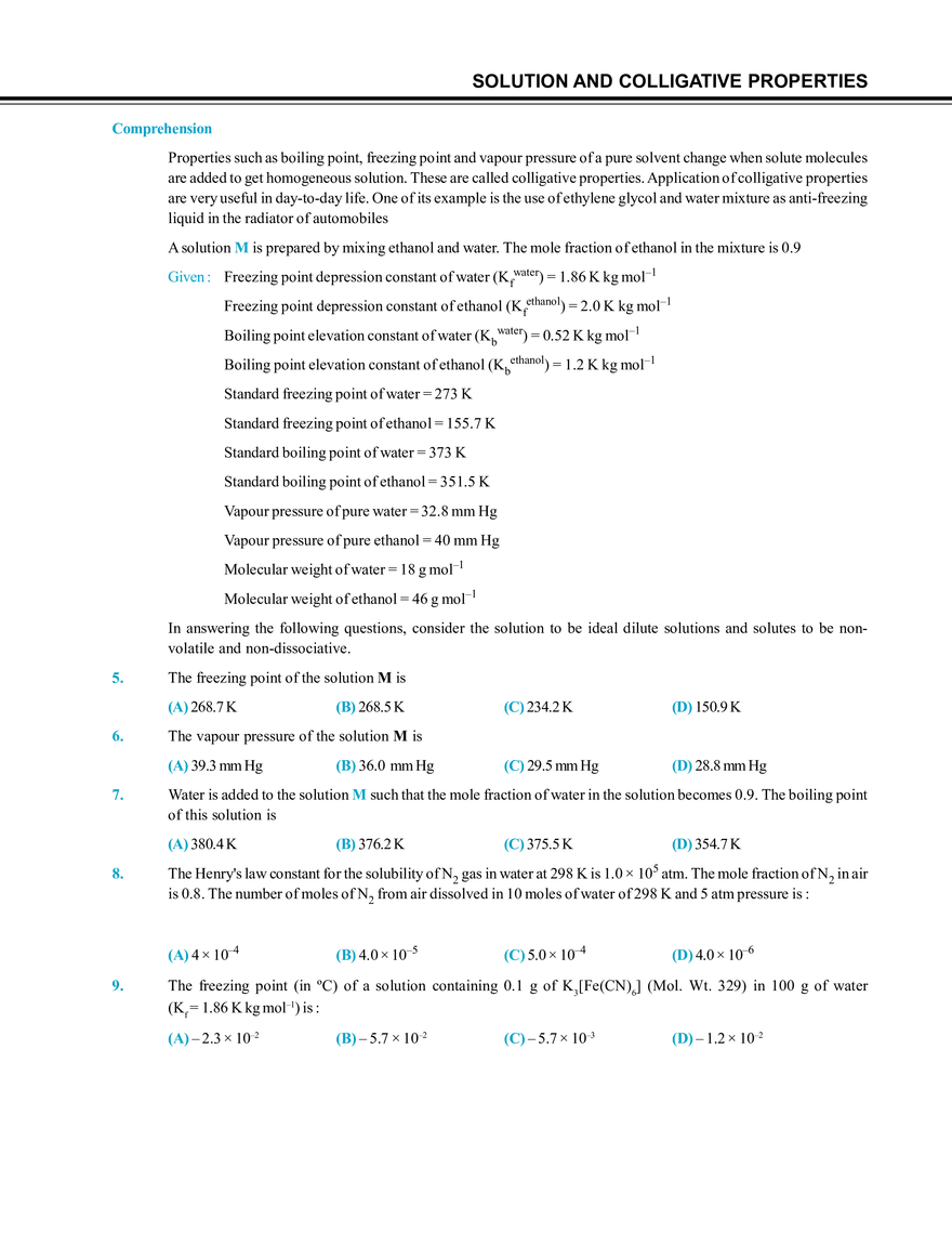 Solution and Colligative Properties Exercise # 5 - Page 3